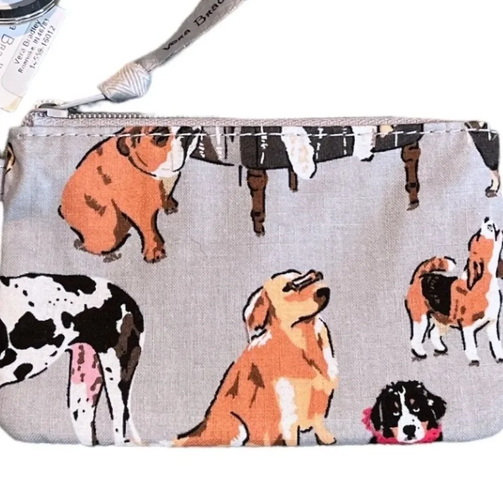Vera Bradley Dog Show Zip ID and Lanyard Gray